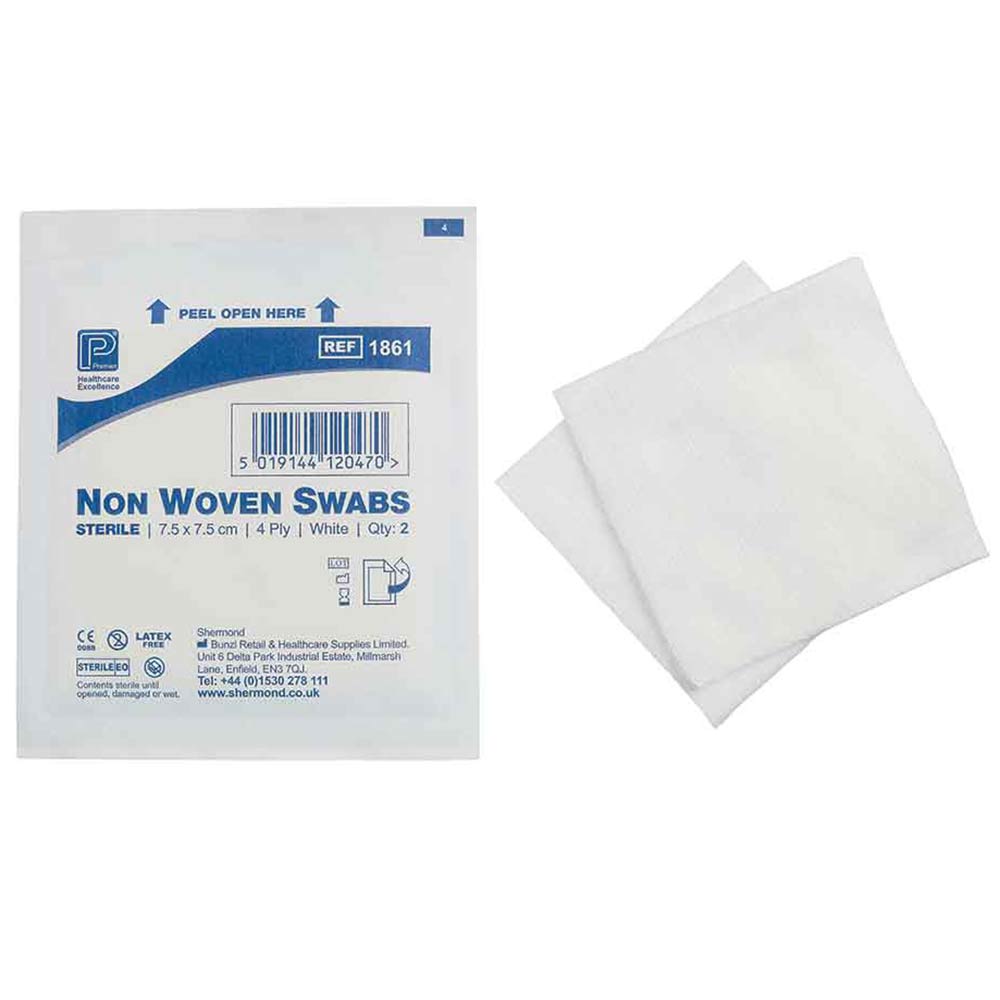 7.5x7.5 cm Non-Woven Gauze Swabs; 4-ply; 30 GSM; Pack of 100