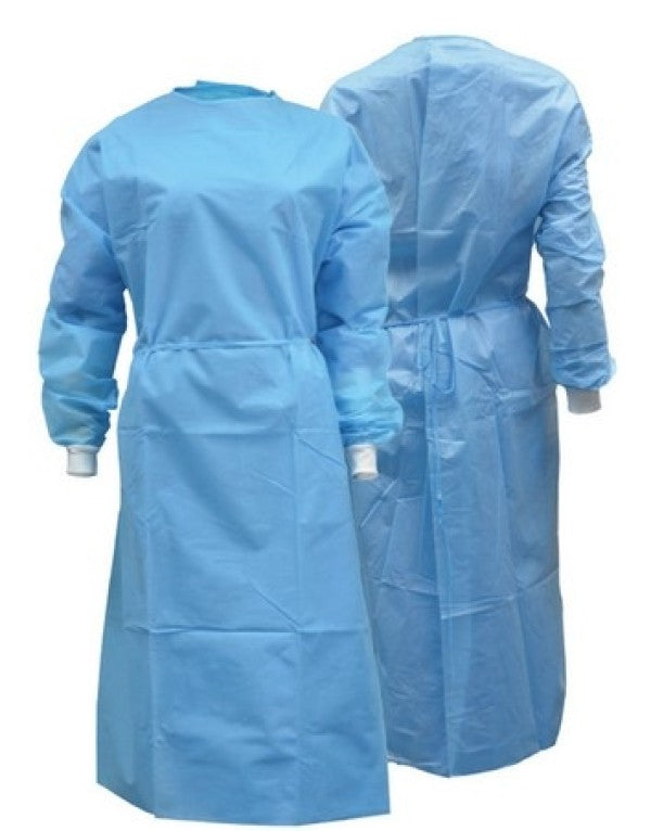 Isolation Gown Blue Tie Back - 10/Pack Level-1, 40 GSM