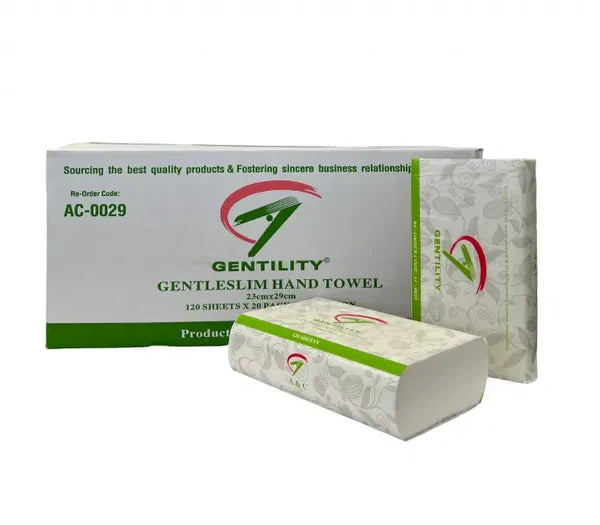 Gentility Ultraslim Extra Long Hand Towel 23 X 29cm | 2400 Sheets