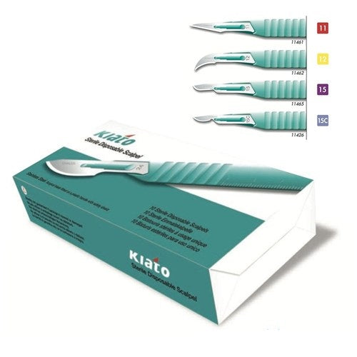 KIATO Disposable Sterile Scalpel Stainless Steel with Plastic Handle/Box of 10