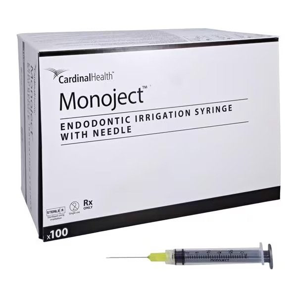 Monoject Endodontic Syringe with Needle 27Gx31mm Yellow 100/Box