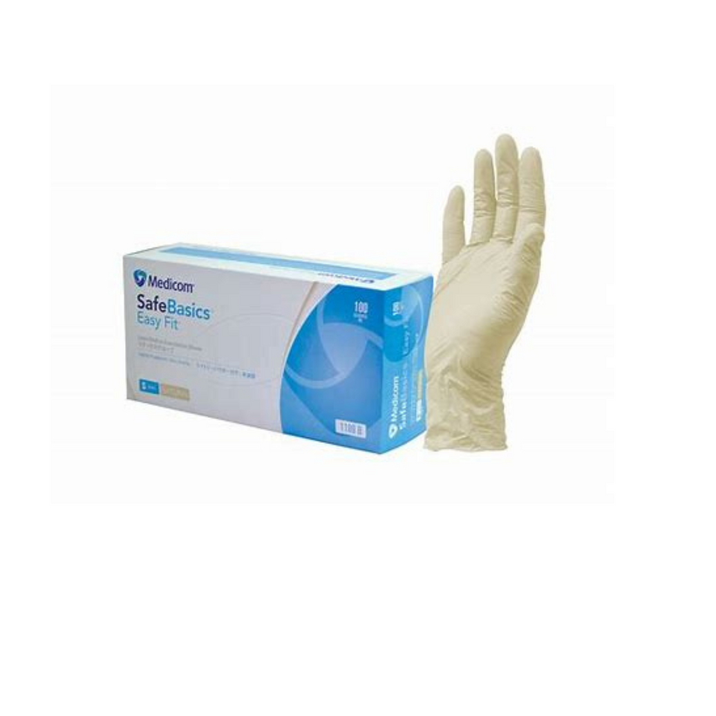 SafeBasics Easy Fit Latex Exam Powder Free Gloves