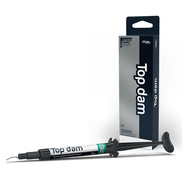 Top Dam Green Light-Cure Gingival Barrier, Green - 1x 2g syringe + 3x applicator tips