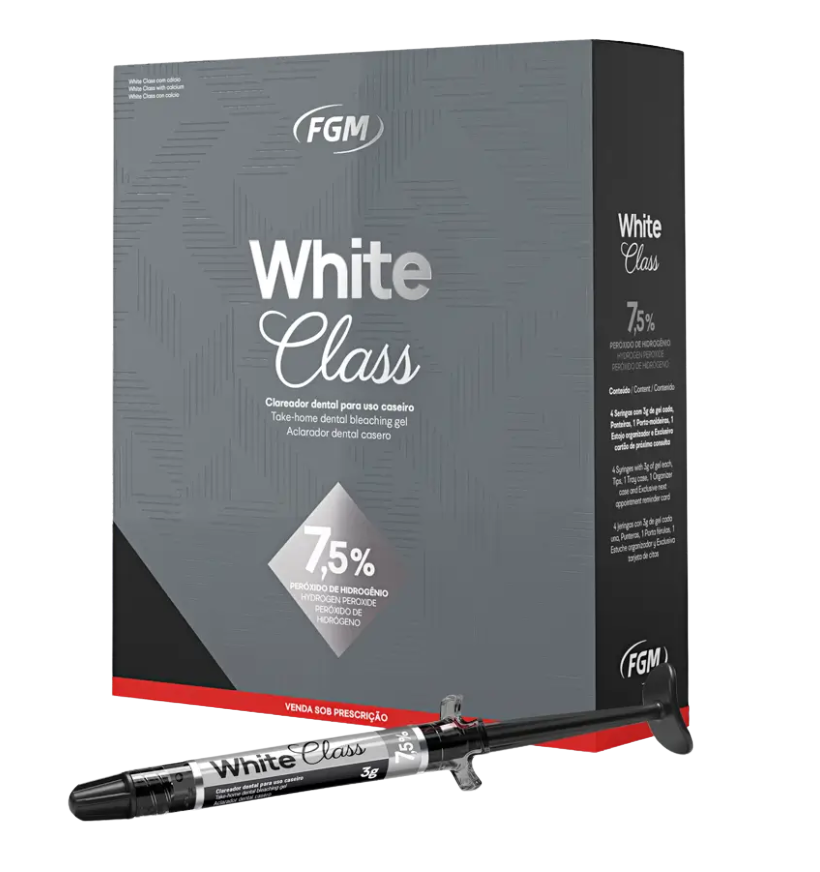 White Class 7.5%; Kit - 4x 3g syringes 7.5% Hydrogen Peroxide + 4x applicator tips + 1x tray case + 1x appointment card + IFU