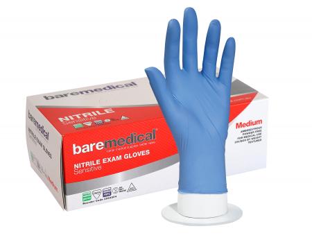 BAREMEDICAL NITRILE POWDER FREE EXAM GLOVE STD CUFF BLUE