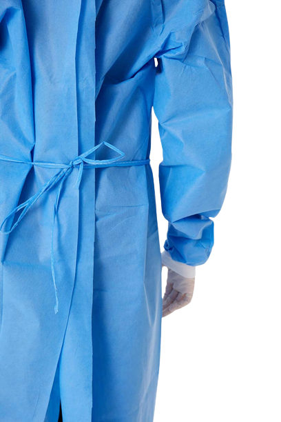 Tie Back Isolation Gown ASTM Level 3, Polypropylene + Polyethylene, 45 GSM/Carton of 90
