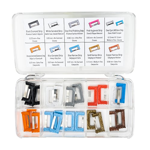 ContacEZ® Strips Restorative System - Signature Set: 1x Clear LAB, 1x Cyan LAB, 3x Black, 3x Orange, 2x Grey, 3x White, 3x Blue, 2x Gold, 2x Copper, 2x Blue Narrow, 2x Pink