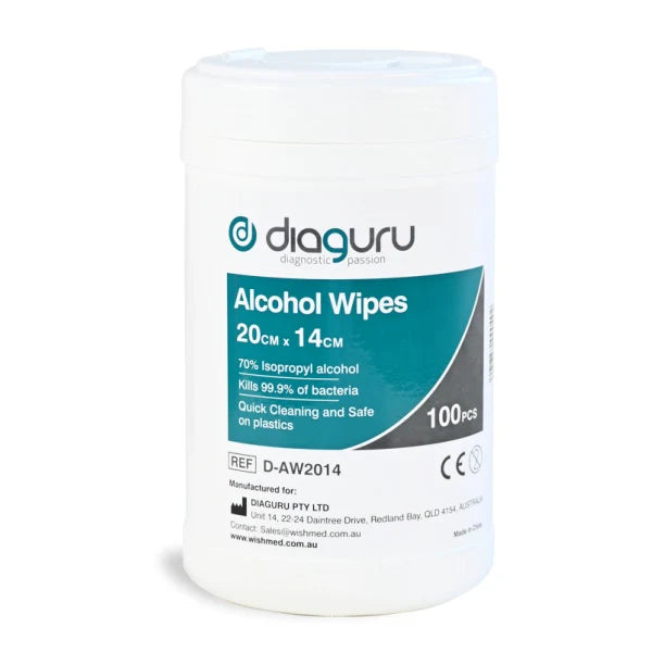 70% Iso Propyl Alcohol Wipes; 20 cm x 14 cm; Canister/100