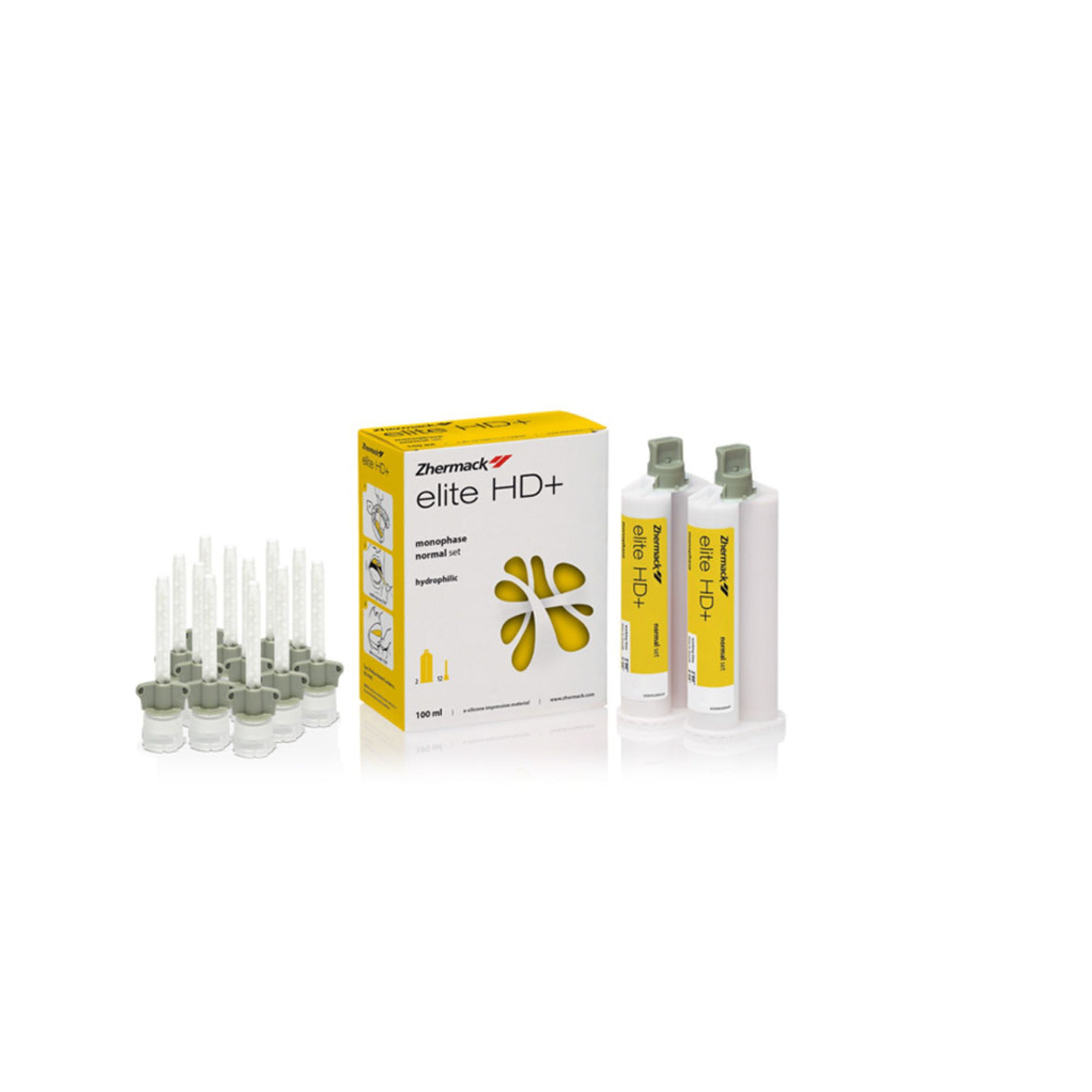 Elite HD+ Monophase Normal Set 2x50 ml Cartridges + 12 Small Yellow Mixing Tips