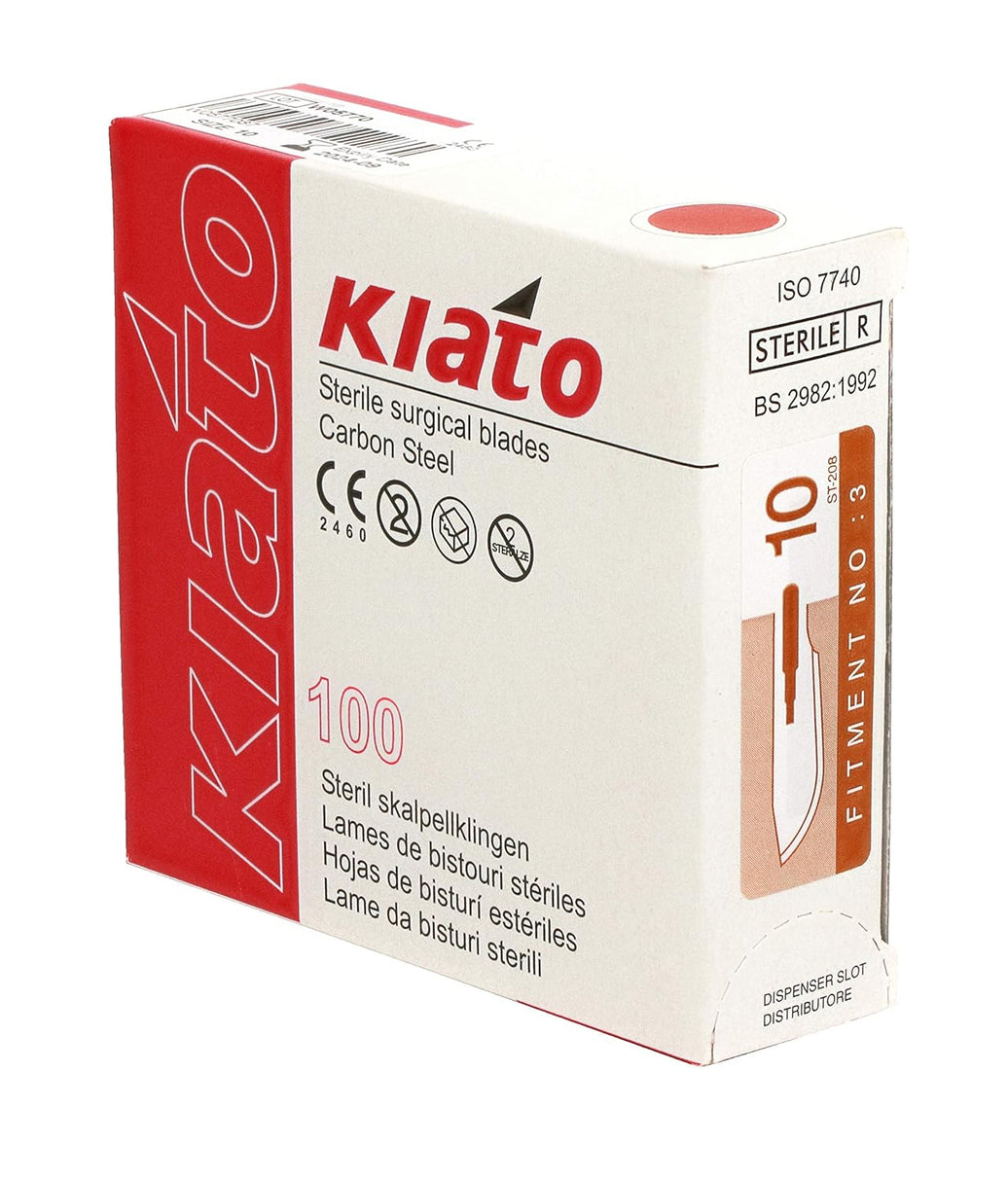KIATO Carbon Steel Sterile Surgical Blades/Box of 100