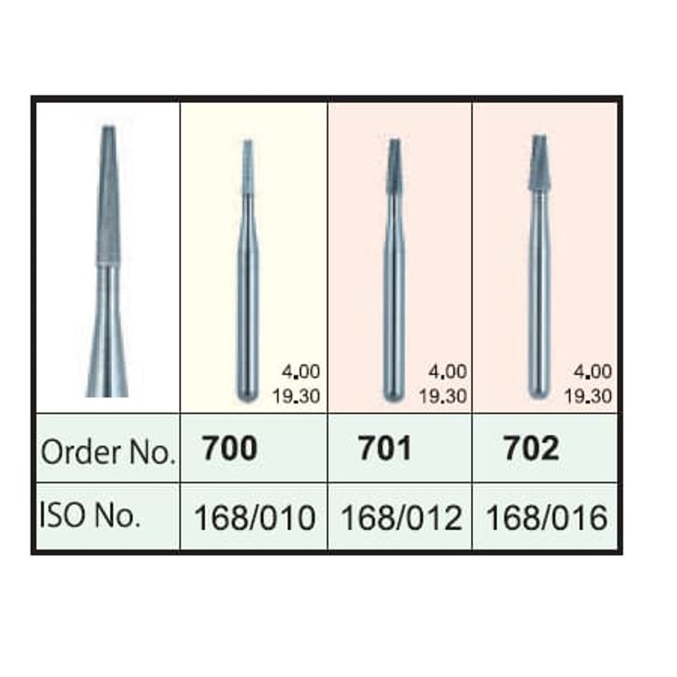 Mani Carbide Burs - Taper Fissure Cross Cut