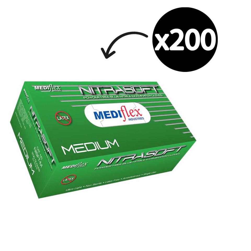 Mediflex Nitrasoft Nitrile Gloves Powder Free, box of 200