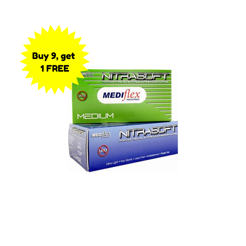 Mediflex Nitrasoft Nitrile Gloves Powder Free, box of 200