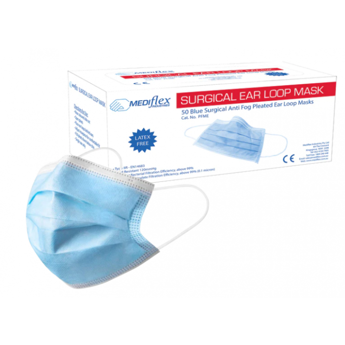Mediflex Surgical Face Mask Level 2 Blue 50/Box