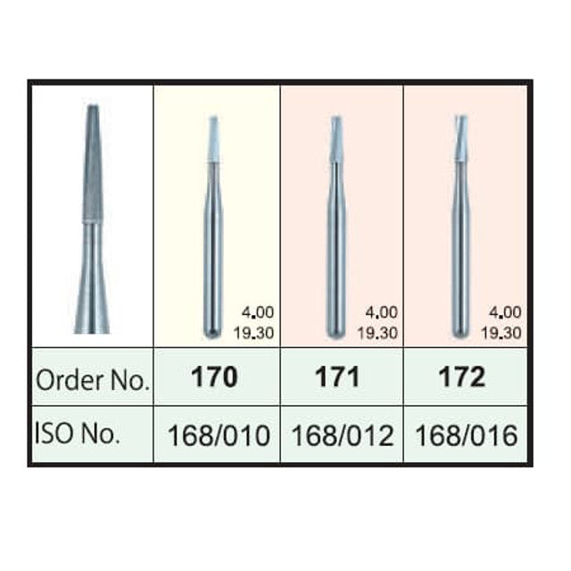 Mani Carbide Burs - Taper Fissure Straight Cut