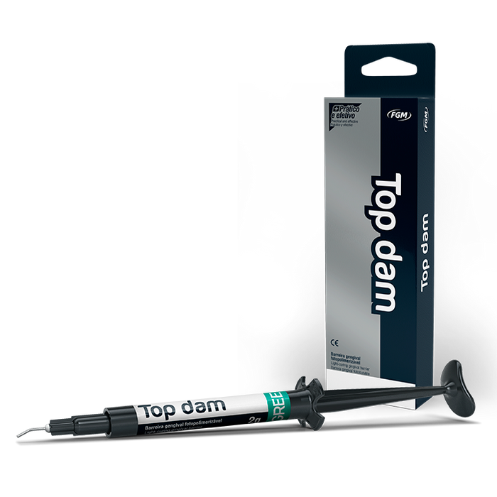 Top Dam Green Light-Cure Gingival Barrier, Green - 1x 2g syringe + 3x applicator tips