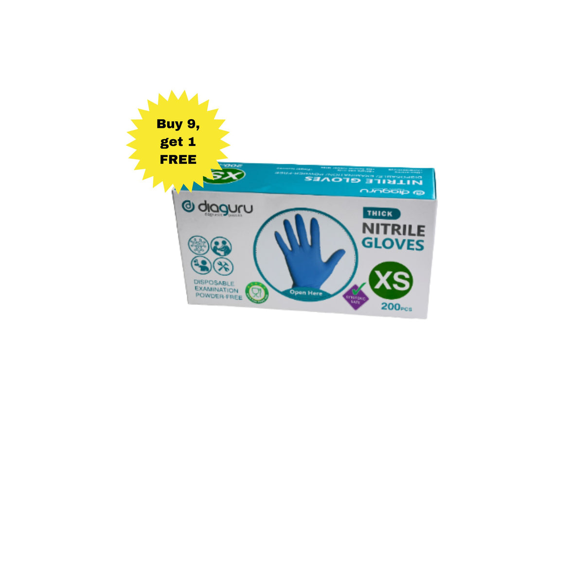 Diaguru Nitrile Examination Gloves Powder-Free Box/200