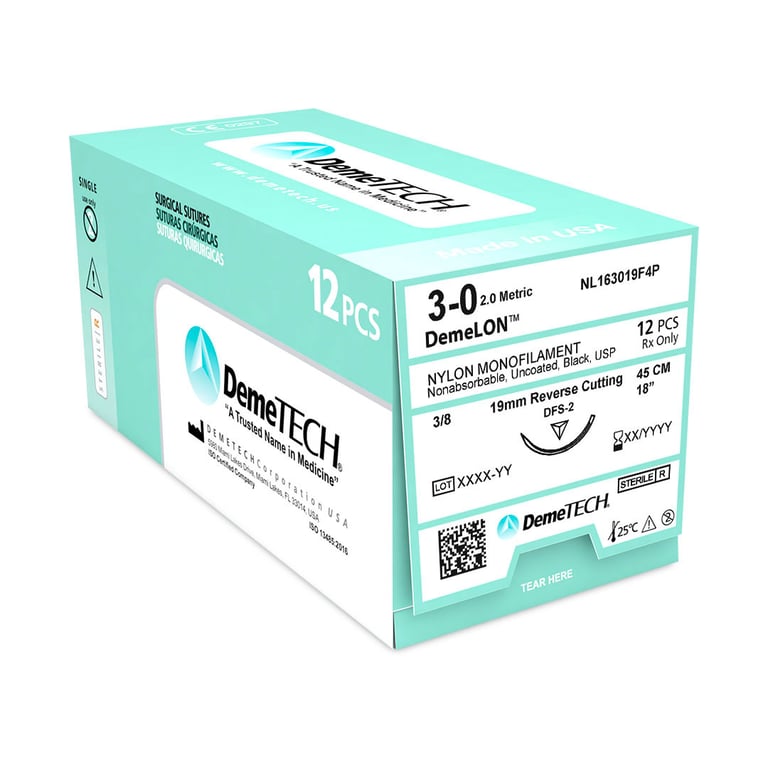 DemeTECH DemeLON Nylon Sutures – Non-Absorbable (Box of 12)