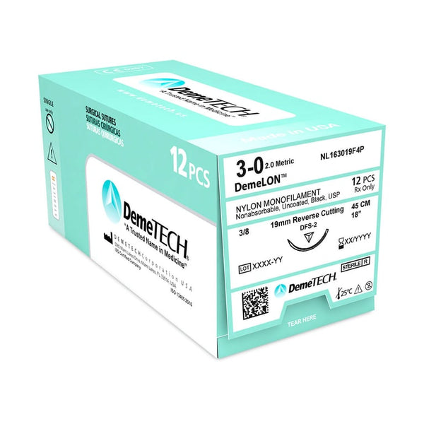 DemeTECH DemeLON Nylon Sutures – Non-Absorbable (Box of 12)