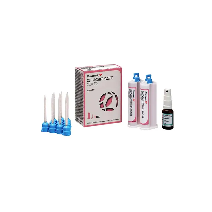 Gingifast CAD Elastic - 2x 50 mL cartridges + 12x blue mixing tips + 1x Gingifast Separator Bottle 10 mL