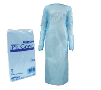 Medicom PE Gown Individual Pack - With Sleeves